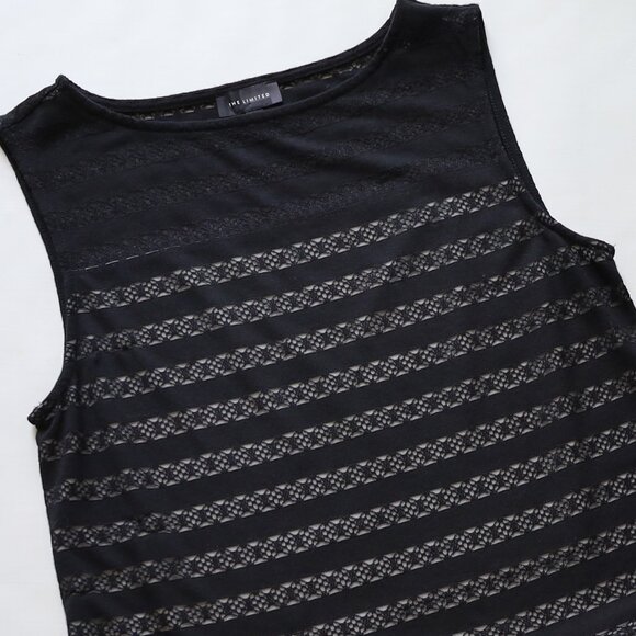 THE LIMITED Size Small Black Lace Style Stripe Sleeveless Blouse Career Office - Picture 9 of 9